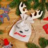 Jutesäckchen 13 x 18 cm- Weihnachten + Holzkugel mit Hörnern Jutesäckchen