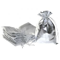Metallic Säckchen 18 x 24 cm - silber Weihnachtsbeutel