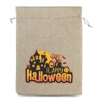 Halloween Jutesäckchen (Nr.1) 40 x 55 cm - naturfarbe Große Beutel 40x55 cm