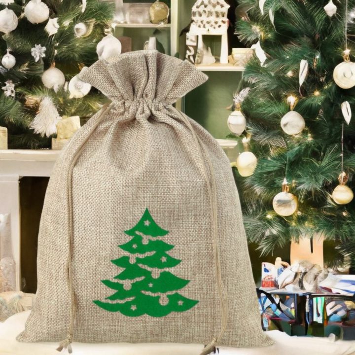 Jutesäckchen 26 cm x 35 cm - Weihnachten - Tannenbaum Jutesäcke
