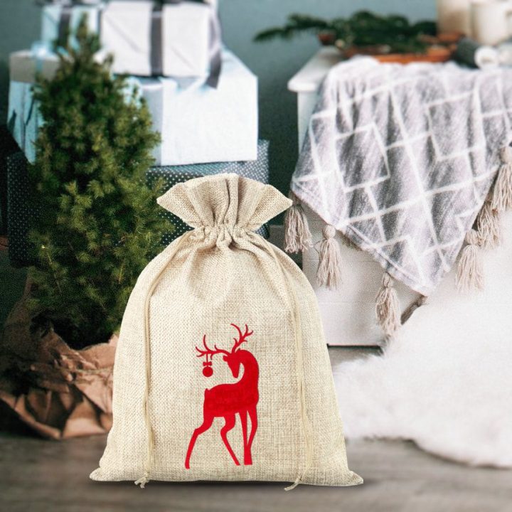 Jutesäckchen 30 cm x 40 cm - Weihnachten - Hirsch Jutesäcke