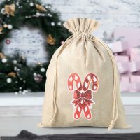 Säckchen à la Leinen 30 x 40 cm - Weihnachten, Lutscher Beutel mit aufdruck