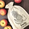 Säcke à la Leinen 30 x 40 cm mit Druck - Obst (EN) Zero waste