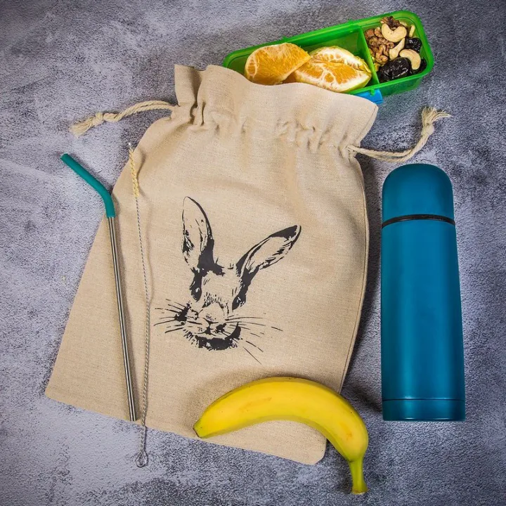 Säckchen à la Leinen 26 x 35 cm mit Aufdruck - Kaninchen Alle Produkte