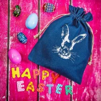 Denimsäcke 26 x 35 cm mit Aufdruck - Kaninchen Beutel mit aufdruck