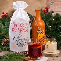 Satinsäckchen 16 x 37 cm mit Aufdruck – Glühwein Satinsäckchen