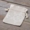 Säckchen à la Leinen mit Druck 12 x 15 cm - naturfarbe / Schnee Branchen / Kategorien