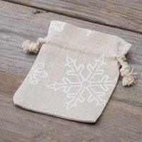 Säckchen à la Leinen mit Druck 12 x 15 cm - naturfarbe / Schnee Branchen / Kategorien
