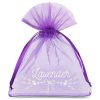 Organzabeutel 10 x 13 cm - dunkelviolett mit Druck (Lavendel) 2 Dunkelviolette Beutel