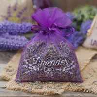 Organzabeutel 10 x 13 cm - dunkelviolett mit Druck (Lavendel) 2 Lifehack - smarte Ideen