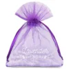 Organzabeutel 9 x 12 cm - dunkelviolett mit Druck (Lavendel) 2 Dunkelviolette Beutel