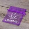 Organzabeutel 9 x 12 cm - dunkelviolett mit Druck (Lavendel) Organzasäckchen