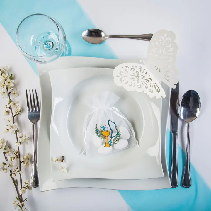 Organzasäckchen 10 x 13 cm, weiß, mit Aufdruck Organzasäckchen