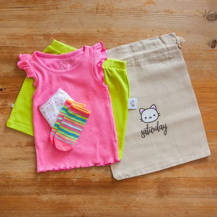 Säckchen à la Leinen mit Druck 30 x 40 cm - Tage der Woche Bausätze