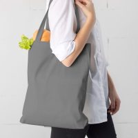 Baumwolltasche 38 x 42 cm mit langen Henkeln - grau Baumwolltaschen