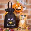 Säckchen à la Leinen mit Druck 30 x 40 cm - für Pilze Woreczki na Halloween