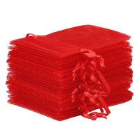 Organzabeutel 10 x 13 cm - rot Lavendel und Trockenduftmischung