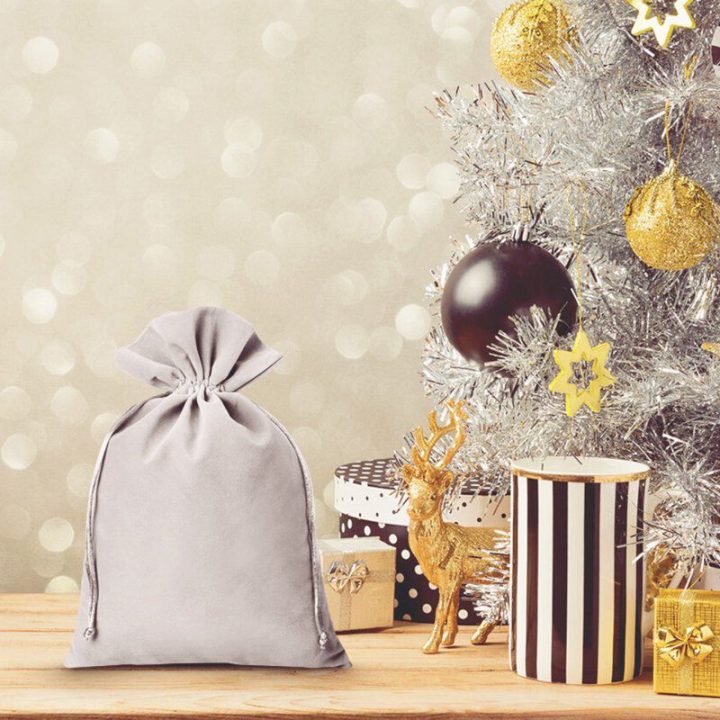 Samtbeutel 15 x 20 cm - silber Taufe