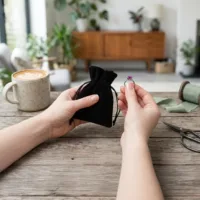 Samtbeutel schwarz für Ringe