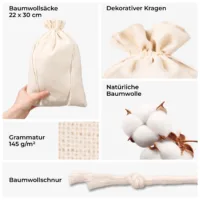 Robuste Kordel und Details - Öko-Baumwollbeutel