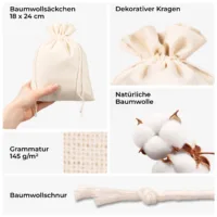 Natürliche Baumwollbeutel - ökologisches Material und Gewebe