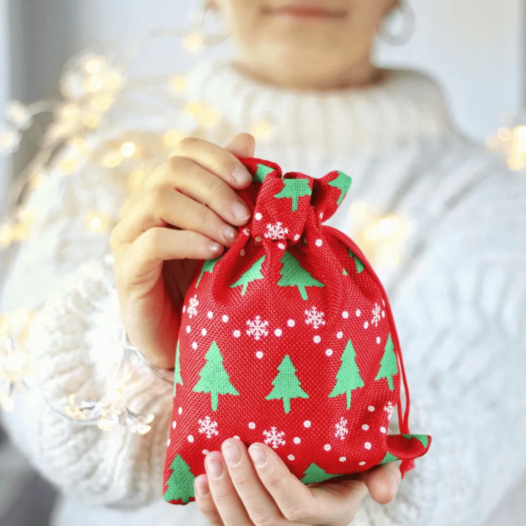 Jutesäckchen mit Weihnachtsaufdruck